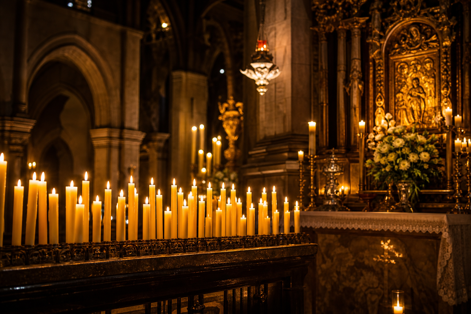 Kilise içi mum ışığı — Çorum spiritüel danışmanlık